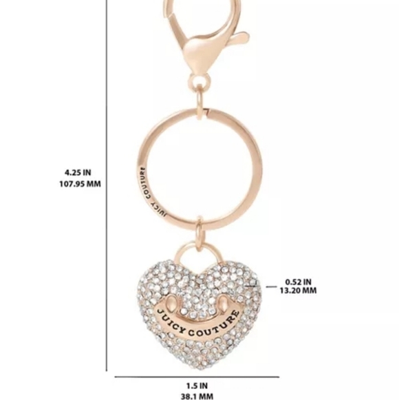 Juicy Couture Gold Heart Keyring Bag Charm with Sparkling Stones NWT - Picture 3 of 4
